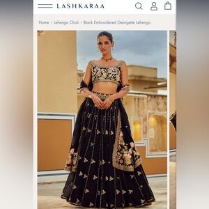 Black Embroidered Georgette Lehenga